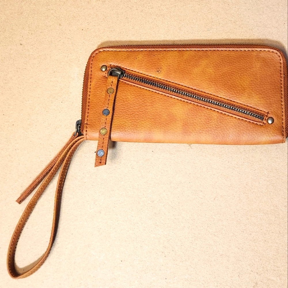 Free People Chic Distressed  Vegan Wallet Brand Has Small Mark Shown In Picture